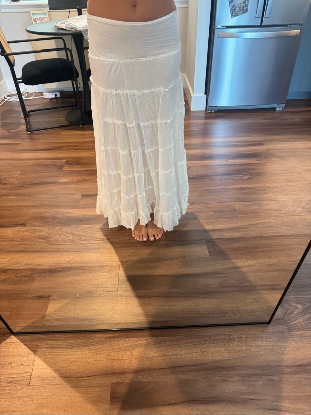 Free People White Tiered Maxi Skirt